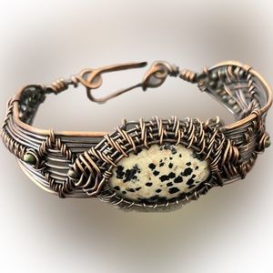 Bracelet made of Dalmatian Jasper & copper bracelet